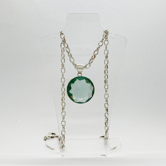 Silberanhänger Obsidian meerblau Rund 3 cm - Perla d'Oro