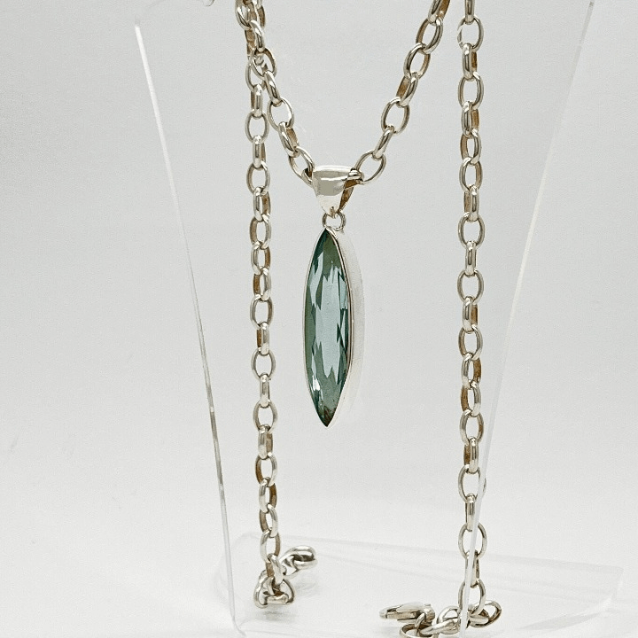 Silberanhänger Obsidian meerblau 1 x 4 cm - Perla d'Oro