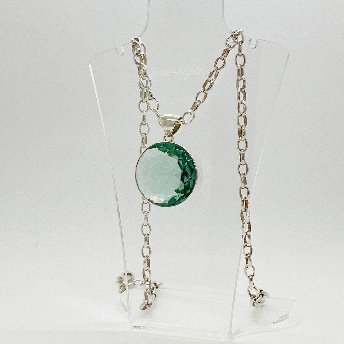 Silberanhänger Obsidian meerblau Rund 3 cm - Perla d'Oro