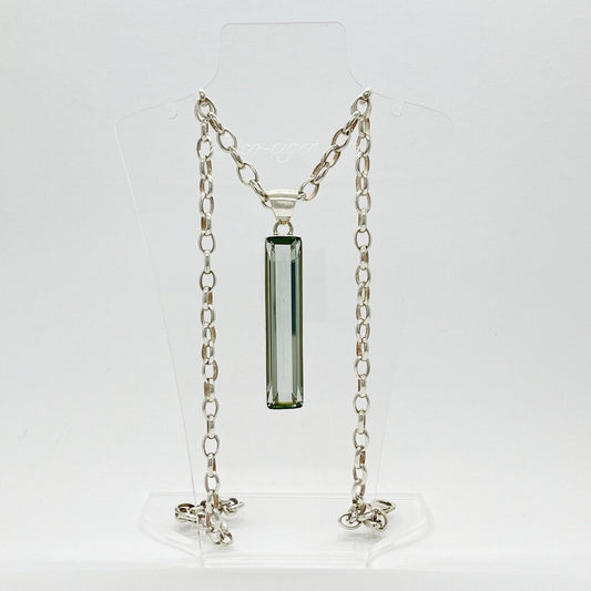 Silberanhänger Rechteck aus meerblauen Obsidian, ca. 1×5 cm, mit 925er Sterlingsilberkette.