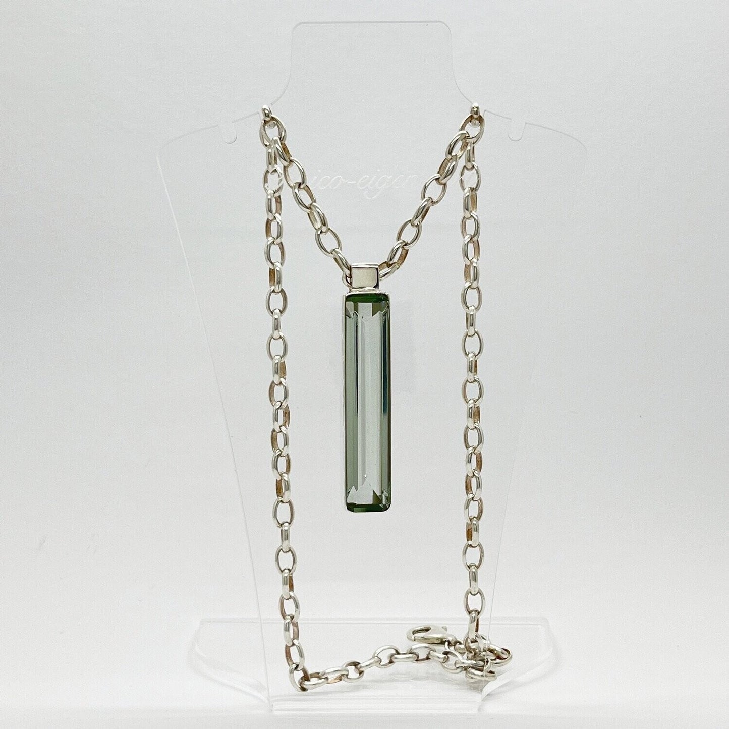 Silberanhänger Obsidian meerblau Rechteck (box) 1 x 5 cm