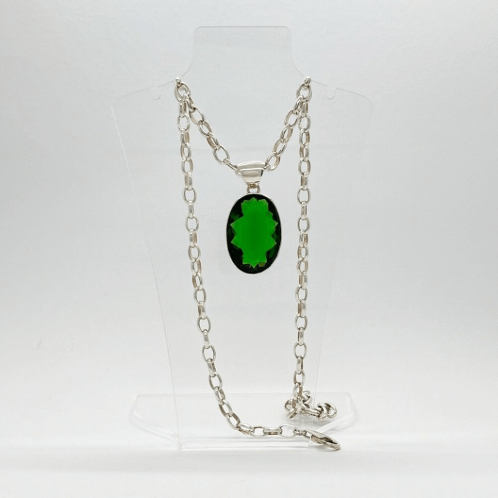 Silberanhänger Obsidian smaragdgrün Oval 2 x 3 cm - Perla d'Oro