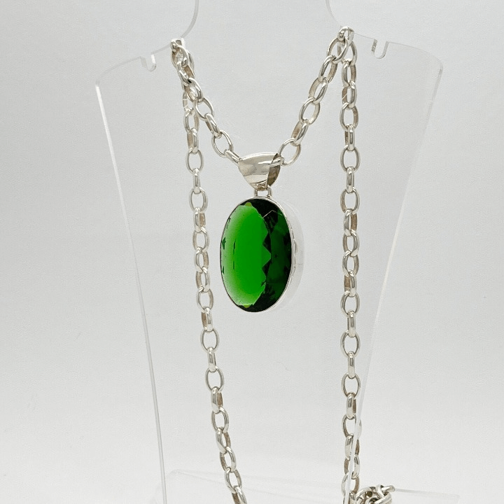 Silberanhänger Obsidian smaragdgrün Oval 2 x 3 cm - Perla d'Oro