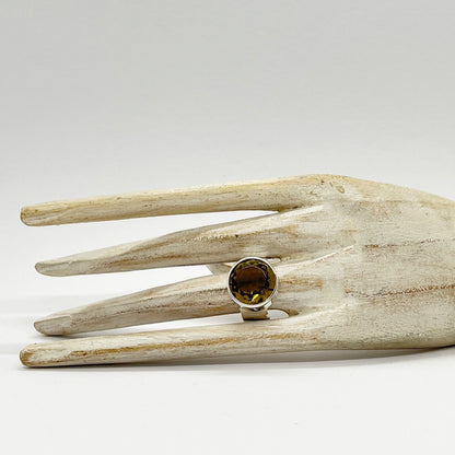 Silberring mit goldbraunem Obsidian, runder Stein Ø ca. 1,5 cm