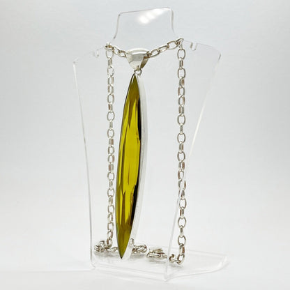 Silberanhänger Obsidian goldbraun, länglich 1,5 × 11 cm, 925er Silber, mit Kette