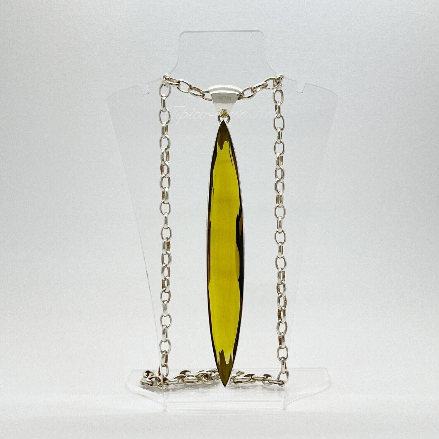 Silberanhänger Obsidian goldbraun, langes Pendant 1,5 × 11 cm, handgefertigt aus 925 Silber