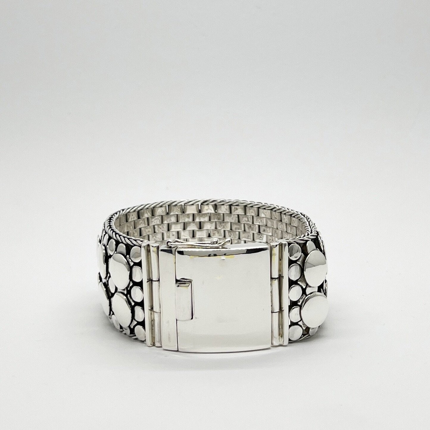 925 Silber Armband Schlangen-Design mit Schlangenhaut-Struktur, breites, glänzendes Gliederarmband mit Verschluss