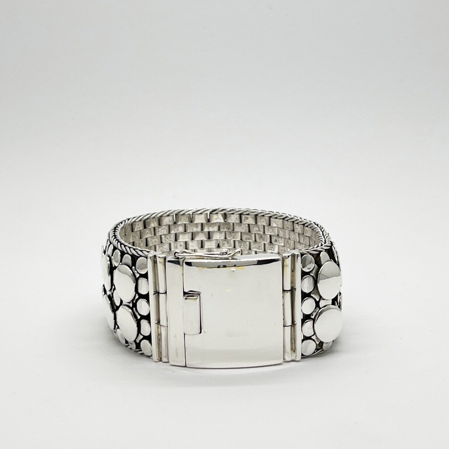 925 Silber Armband Schlangen-Design mit Schlangenhaut-Struktur, breites, glänzendes Gliederarmband mit Verschluss