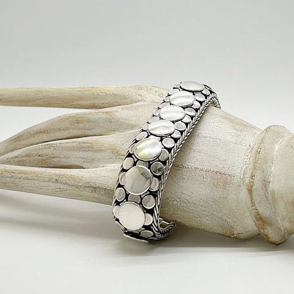 925 Silber Armband Snake Design – kleine Ausführung mit runden Plättchen in Schlangenhaut-Look