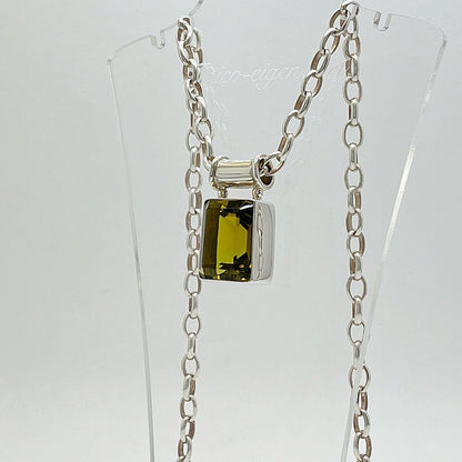 Silberanhänger Obsidian goldbraun, rechteckig 1,5×2 cm, massiv 925er Silber, Anhänger ohne Kette