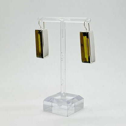 Ohrhänger Obsidian goldbraun, rechteckig 1×3 cm, 925er Silber, handgefertigt – Tipico-eigenArt.