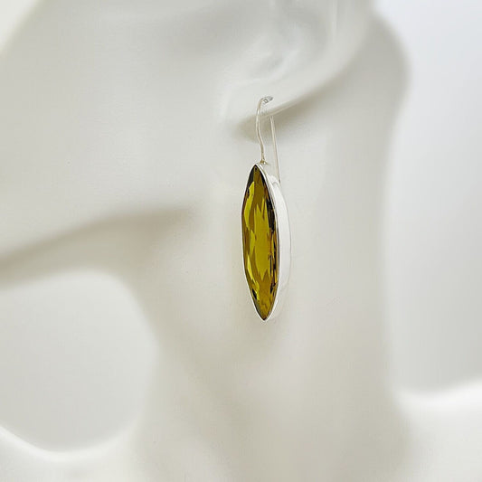 Ohrhänger Obsidian goldbraun, facettierter Stein, ca. 1 × 4 cm, 925er Silber, Designhaken, Tipico-eigenArt