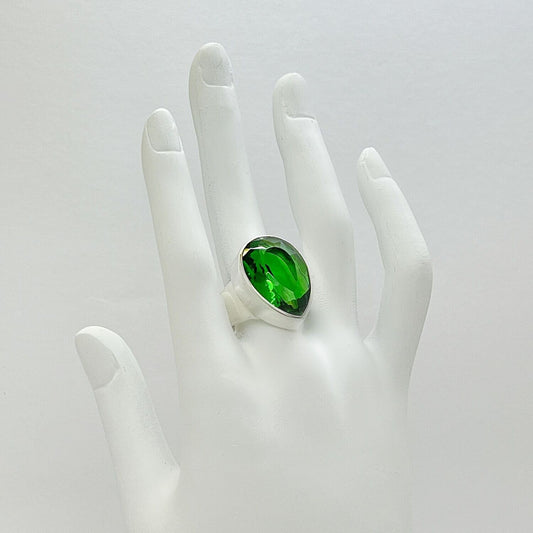 Silberring Obsidian smaragdgrün 2 x 1,5 cm - Perla d'Oro