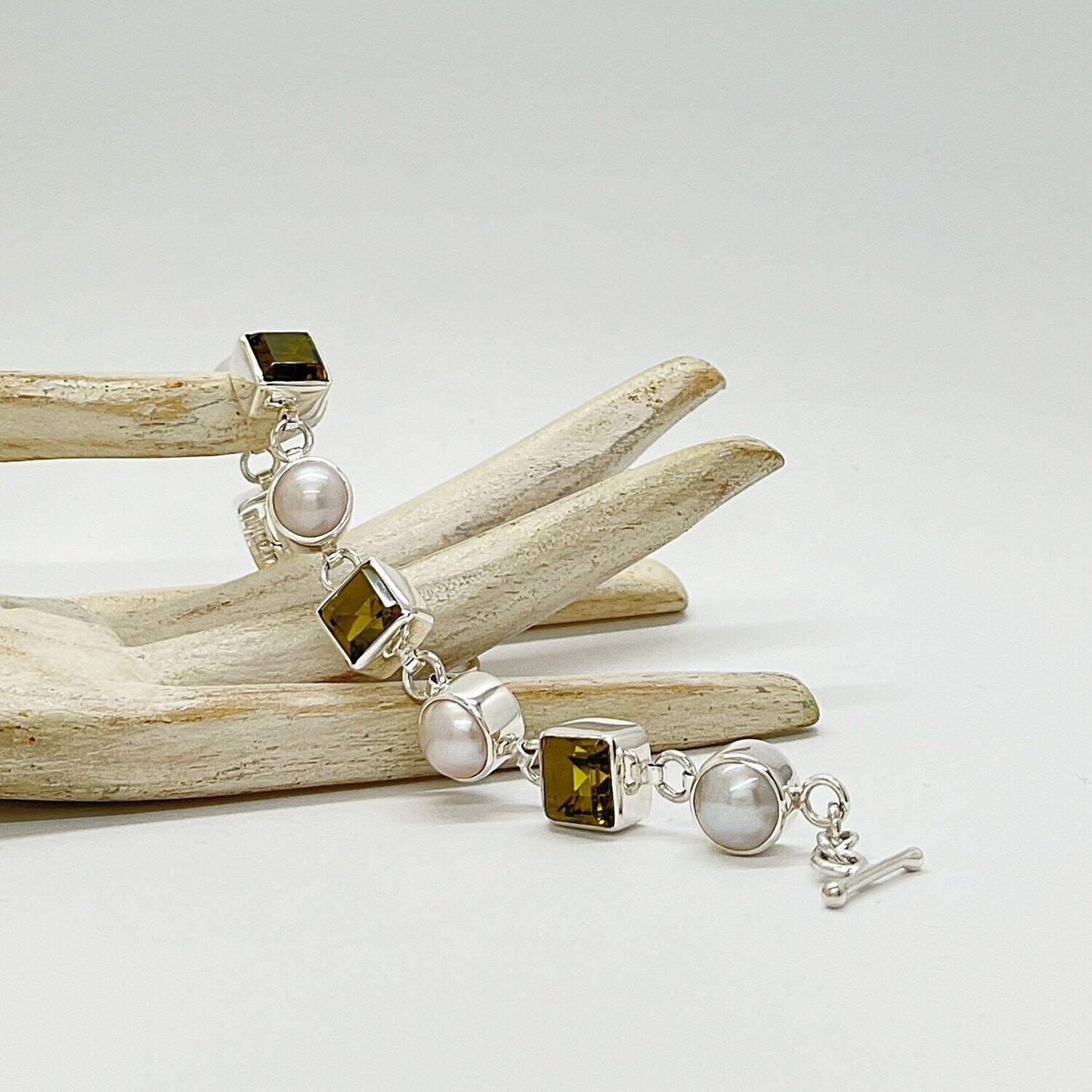 Obsidian Armband goldbraun mit Perlen aus massivem 925er Sterlingsilber, handgefertigt