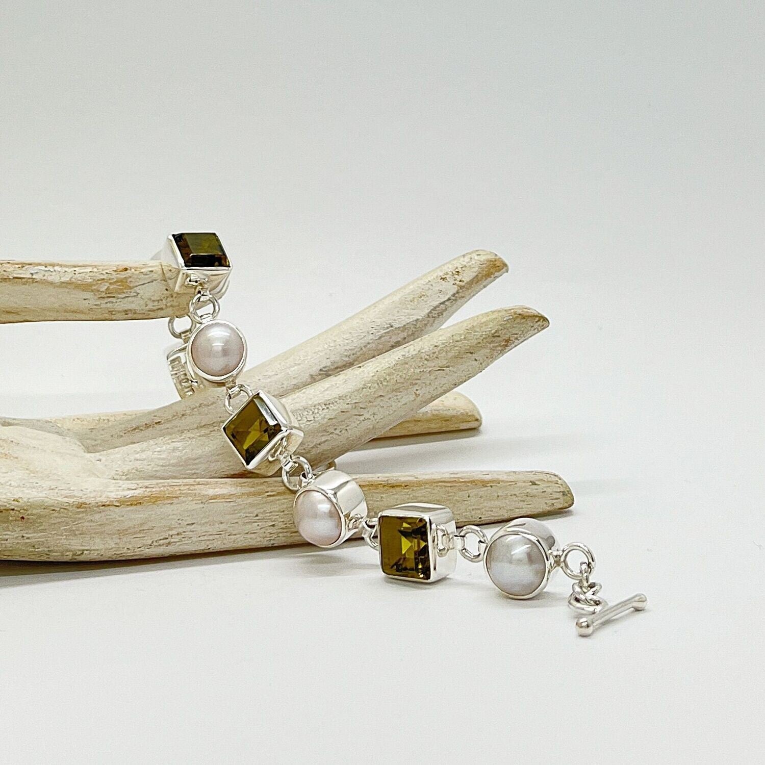 Obsidian Armband goldbraun mit Perlen aus massivem 925er Sterlingsilber, handgefertigt