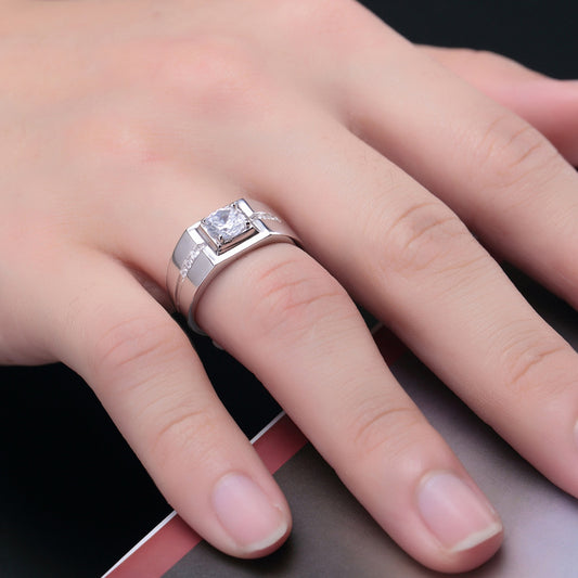 Solitär Herrenring 925 Silber mit Zirkonia - Perla d'Oro