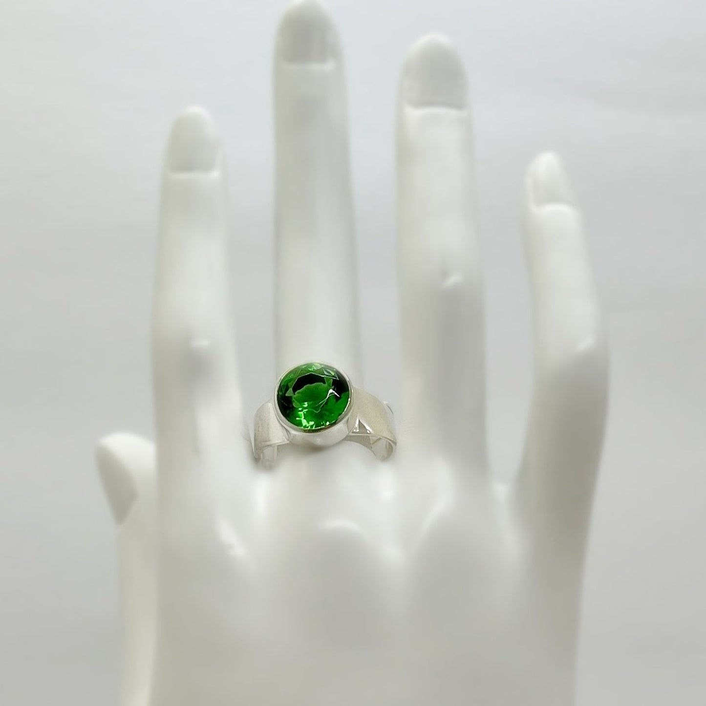 Silberring Obsidian smaragdgrün rund 1 cm - Perla d'Oro