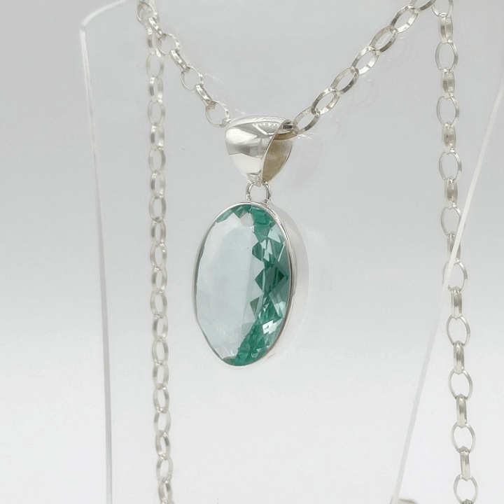 Silberanhänger Obsidian meerblau Oval 2 x 3 cm - Perla d'Oro