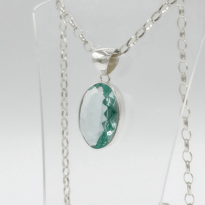 Silberanhänger Obsidian meerblau Oval 2 x 3 cm - Perla d'Oro