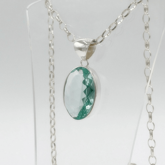 Silberanhänger Obsidian meerblau Oval 2 x 3 cm - Perla d'Oro