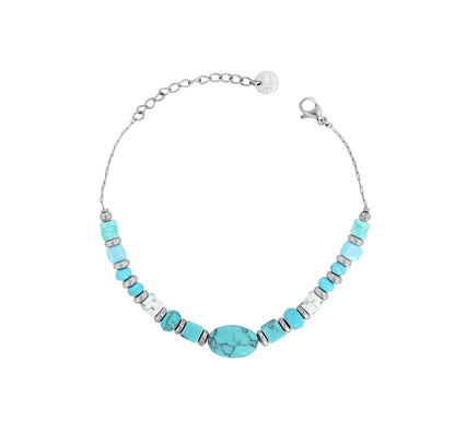 Edelstahlarmband mit Naturstein – Türkis - Perla d'Oro