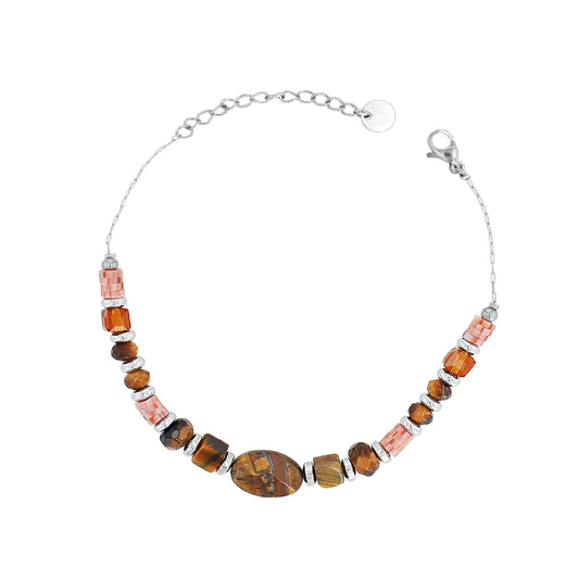 Edelstahlarmband mit Naturstein – Tigerauge - Perla d'Oro