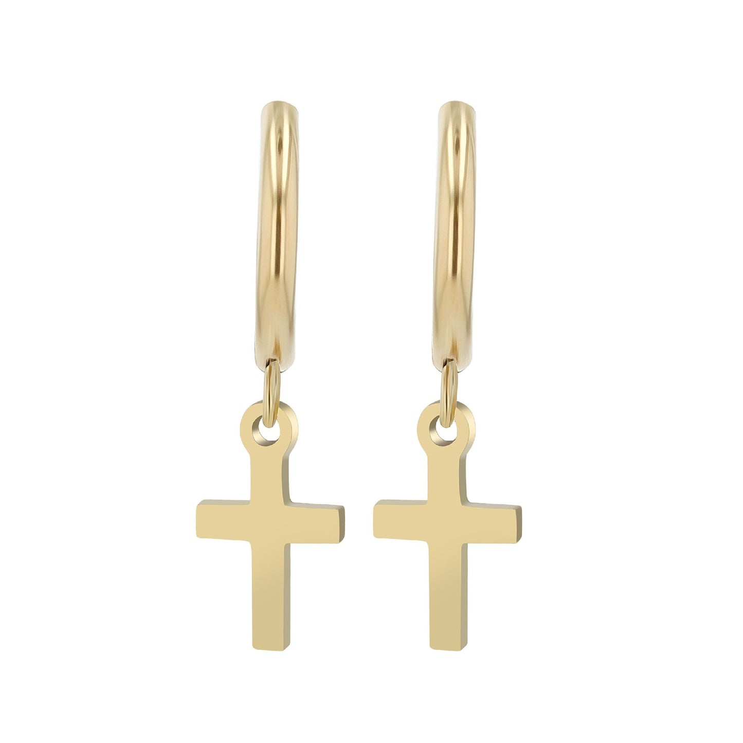 Edelstahl Creolen mit Kreuzanhänger - Perla d'Oro