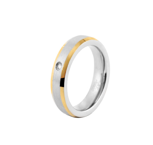 Damenring aus Edelstahl mit Zirkonia Modell Luce d’Oro - Perla d'Oro