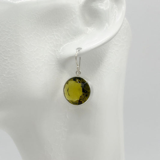 Ohrstecker Obsidian goldbraun rund Ø ca. 1,5 cm, 925er Silberfassung, handgefertigt in Deutschland