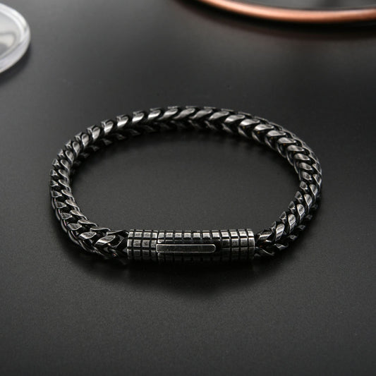 Herren-Armband Nexum aus Edelstahl in Schwarz, 22,3 cm, 30 g, hochwertiger Edelstahl für stilvolle Akzente. Perla d'Oro