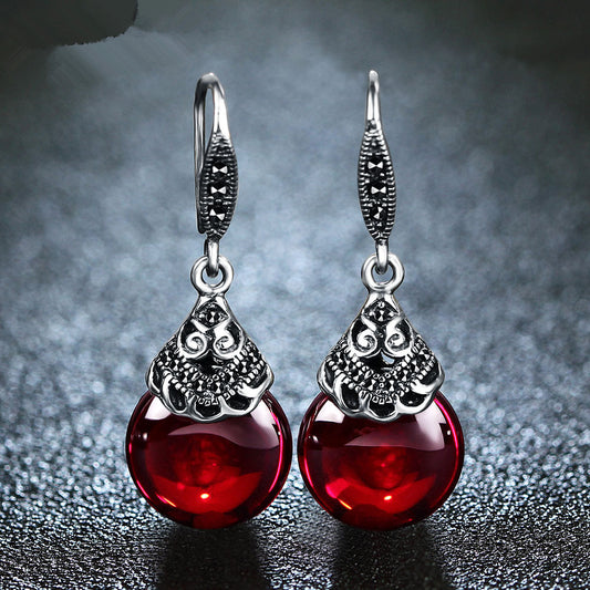 Garnet drop earrings for women made of 925 silver Perla d'Oro