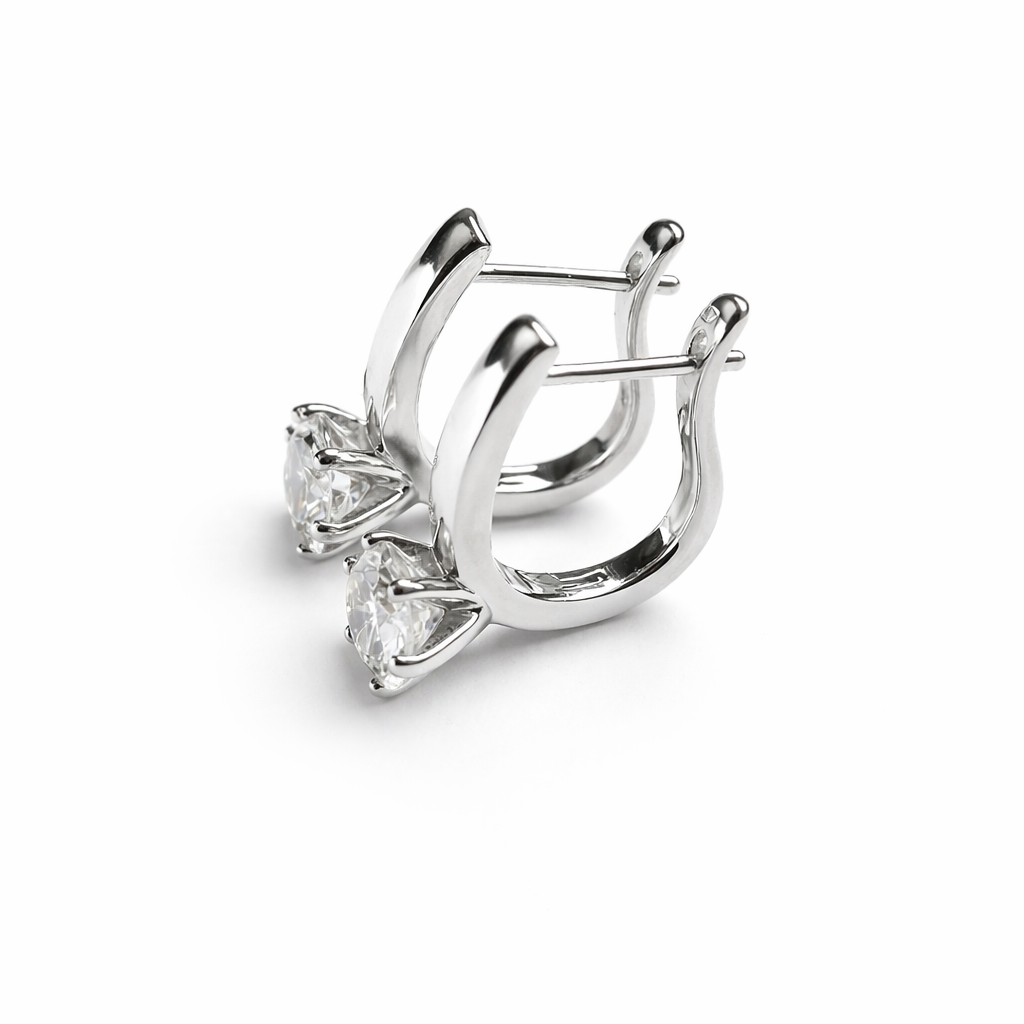 Moissanit-Ohrringe 1 ct aus 925er Silber, funkelnde Huggie-Ohrringe mit Moissanit-Steinen