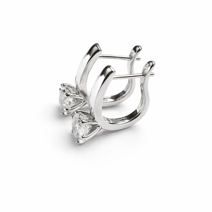 Moissanit-Ohrringe 1 ct aus 925er Silber, funkelnde Huggie-Ohrringe mit Moissanit-Steinen