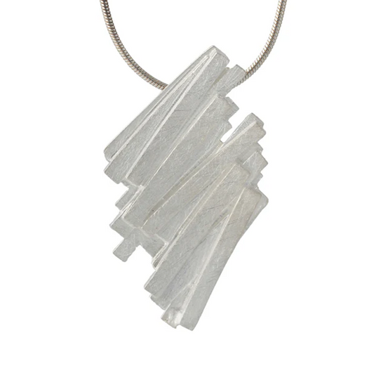 Silberanhänger Eldorado aus 925 Sterling Silber, schichtige Kristall-Form am Halsband