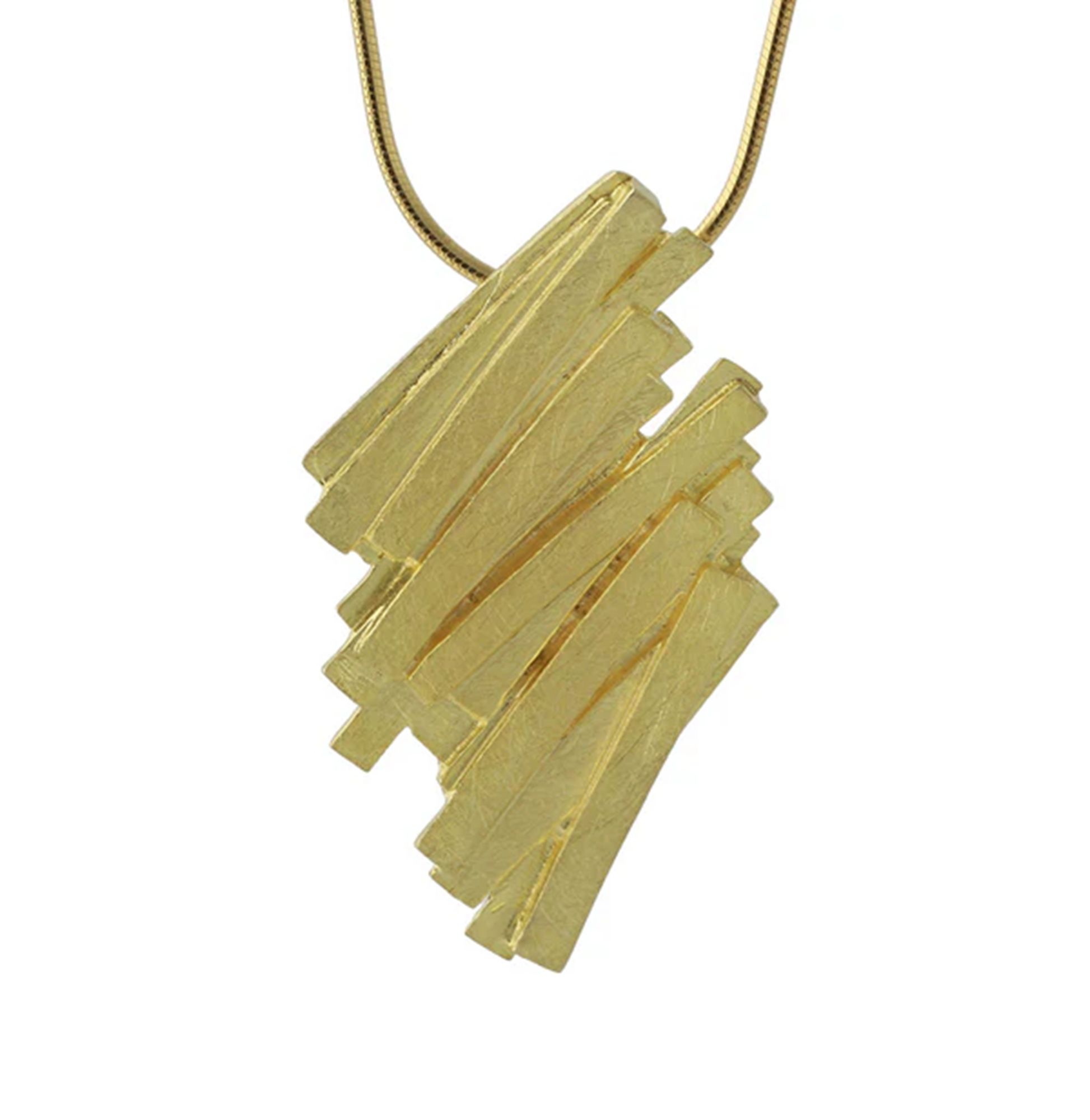 Silberanhänger Eldorado, 18ct vergoldet, geometrisches Stab-Design aus mehrschichtigen Goldstäben