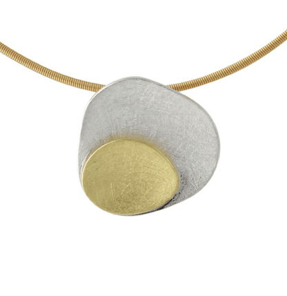 Silberanhänger Aurora Duo: strukturiertes 925 Silber, 18ct vergoldete Akzentfläche, Bicolor-Optik.