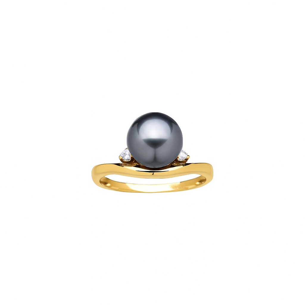 Ring mit Tahitiperle und Diamanten 0,042 ct. von Colpo & Zilio – eleganter Goldring mit 9 mm Tahitiperle.