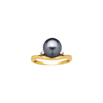 Ring mit Tahitiperle und Diamanten 0,042 ct. von Colpo & Zilio – eleganter Goldring mit 9 mm Tahitiperle.