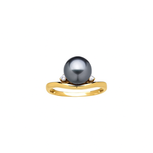 Ring mit Tahitiperle und Diamanten 0,042 ct. von Colpo & Zilio – eleganter Goldring mit 9 mm Tahitiperle.