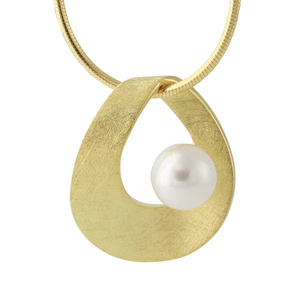 Vergoldeter Silberanhänger Twist round mit Süßwasserperle – elegantes, modernes Design