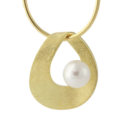 Vergoldeter Silberanhänger Twist round mit Süßwasserperle – elegantes, modernes Design