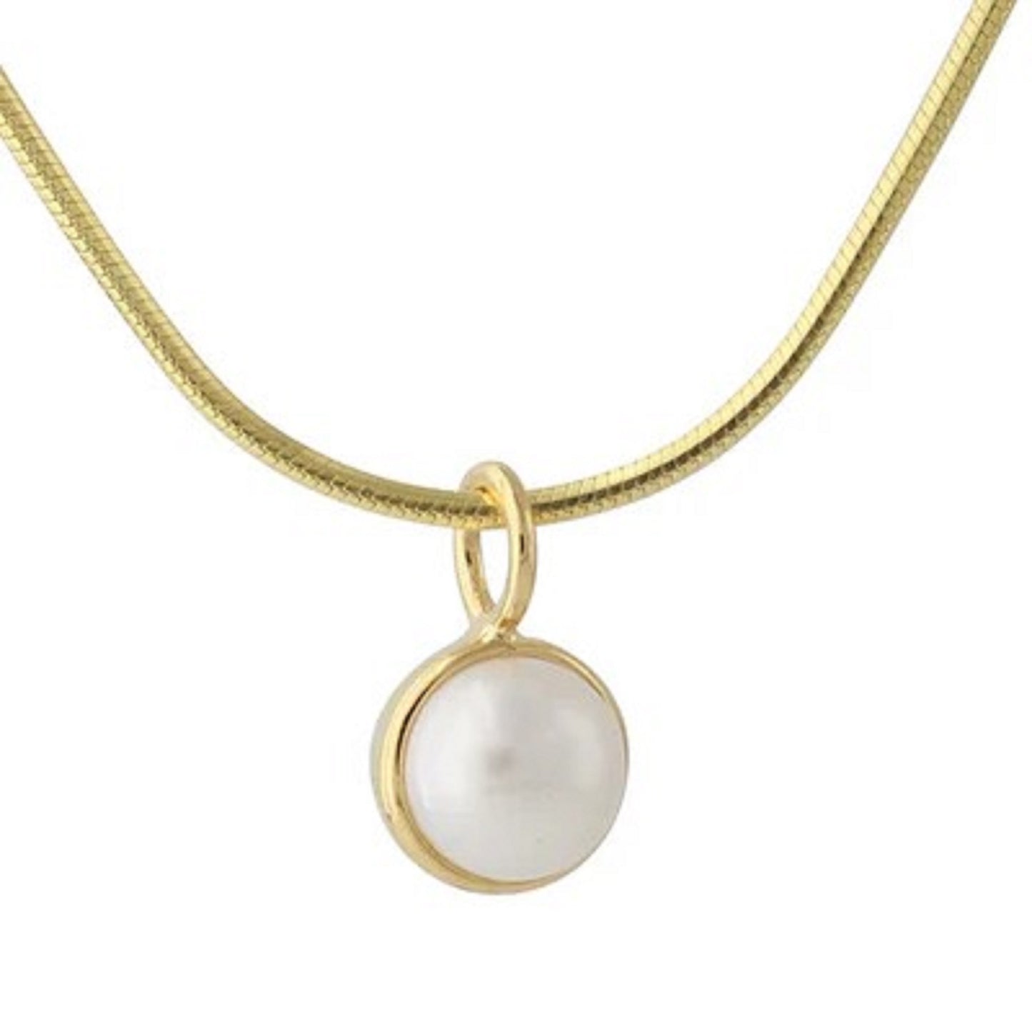 Silberanhänger mit 6 mm Süßwasserzuchtperle, 18ct vergoldet, an goldener Halskette