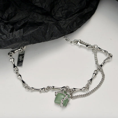 Grüner Aventurin-Armband aus 925er Silber für Damen