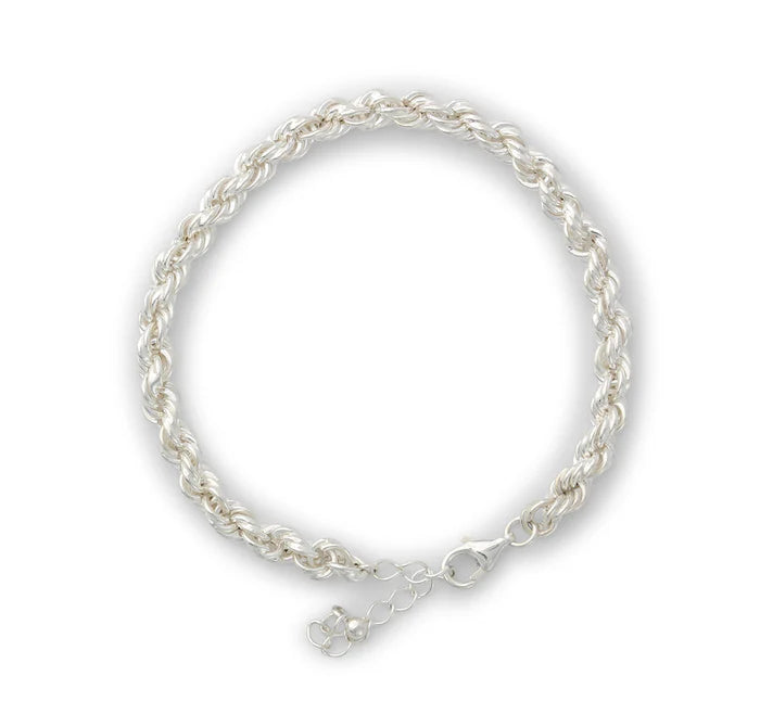 Silberarmband 4,5 mm aus 925 Sterling Silber, handgefertigte Kette mit Karabinerverschluss.