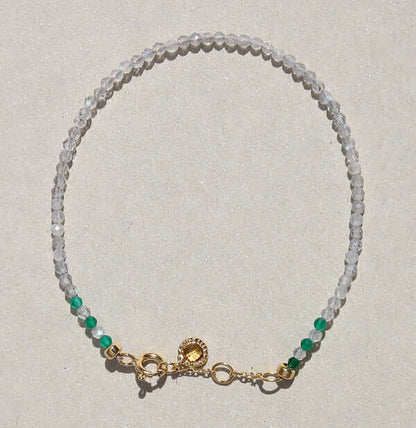 Vergoldetes Silberarmband mit Labradorit, grünem Onyx und Citrin, goldener Verschluss