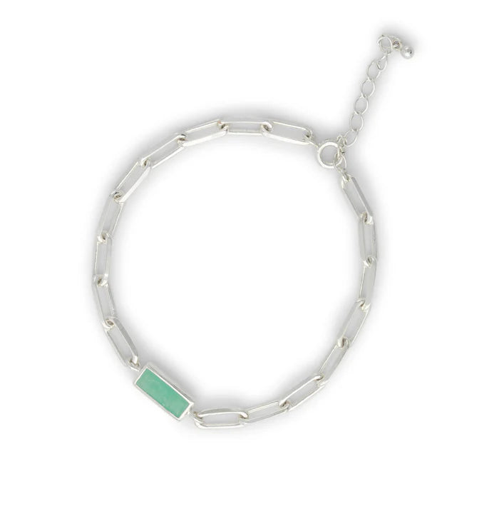 Amazonit-Silberarmband 4x10 mm von Campur mit grünem Stein, silberne Gliederkette, handgefertigt in Deutschland