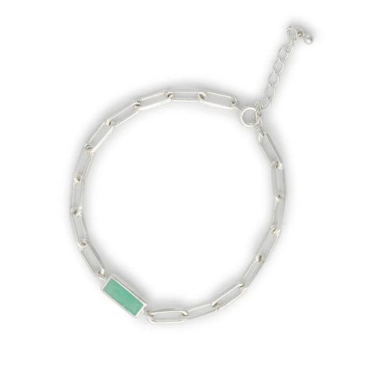 Amazonit-Silberarmband 4x10 mm von Campur mit grünem Stein, silberne Gliederkette, handgefertigt in Deutschland