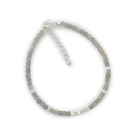 Silberarmband mit Labradorit (2,5 mm), handgefertigt in Deutschland, schlichte Eleganz mit natürlichem Schimmer