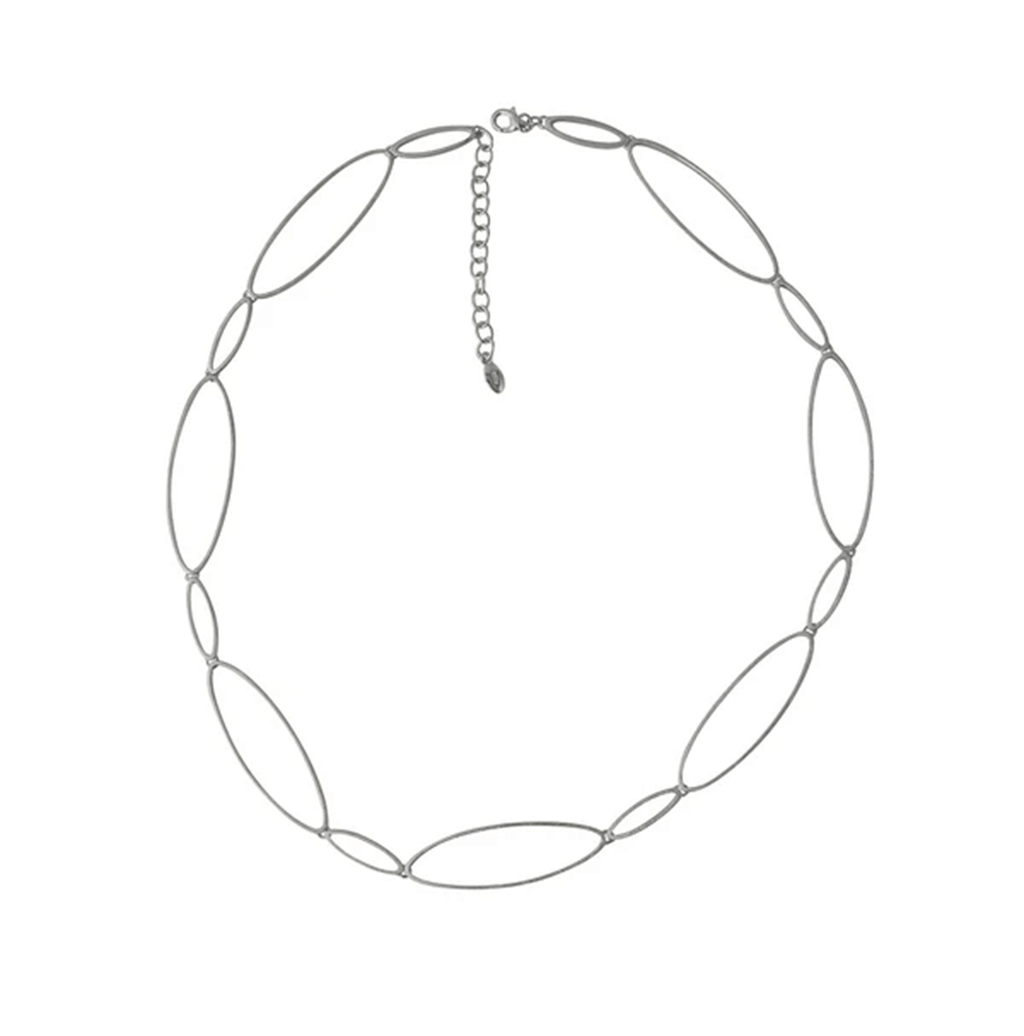 Silbercollier Ovallure mit ovalen Gliedern, 925 Sterling Silber, handgefertigt, Kette, elegantes Schmuckstück