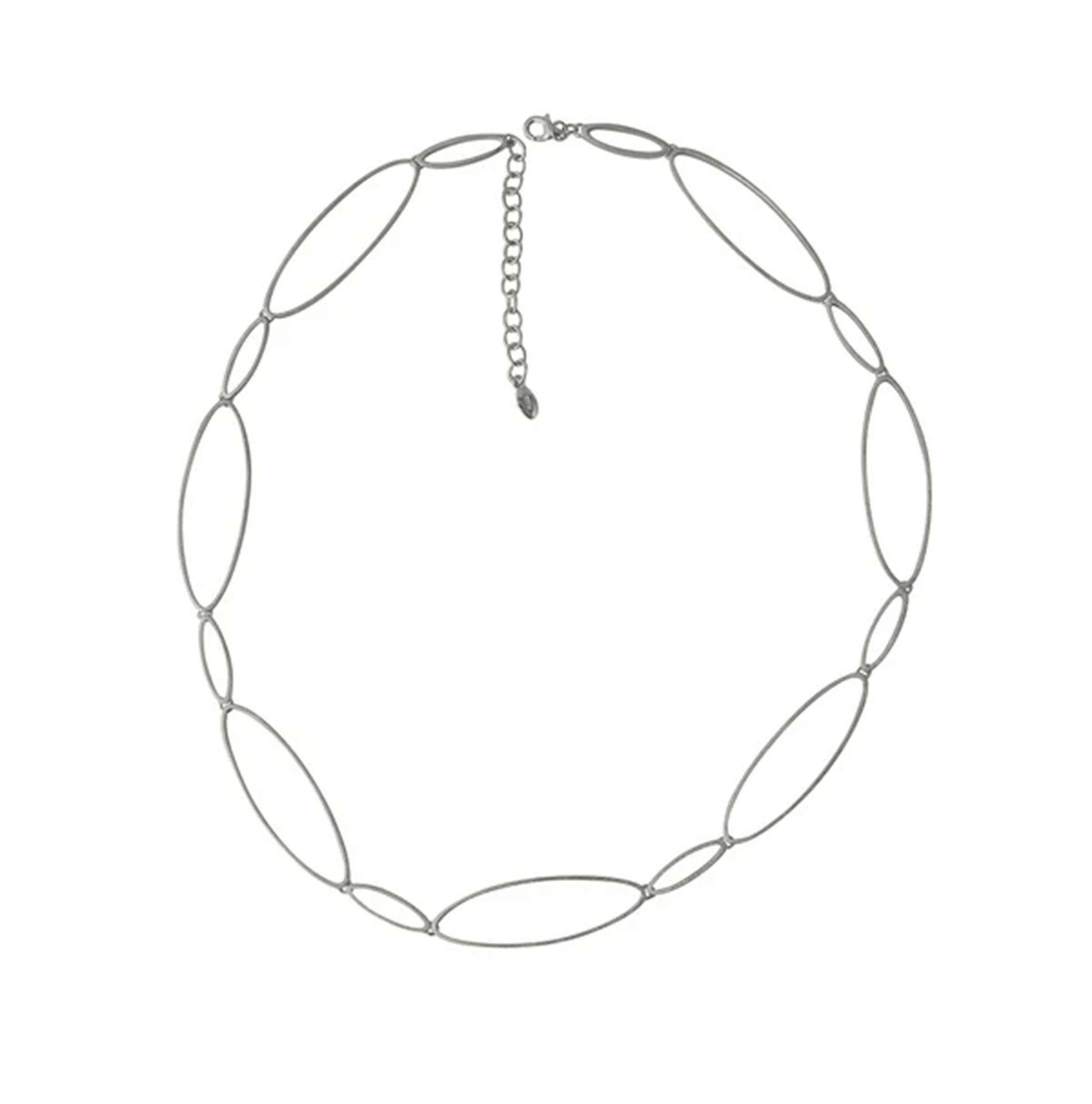 Silbercollier Ovallure mit ovalen Gliedern, 925 Sterling Silber, handgefertigt, Kette, elegantes Schmuckstück